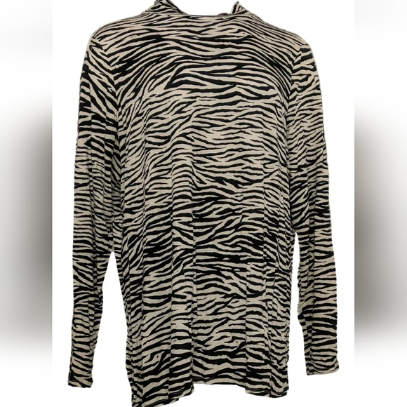 New Laurie Felt Zebra Bamboo Blend Mock Neck Long Sleeve Top 1X 18W 20W - Picture 9 of 11